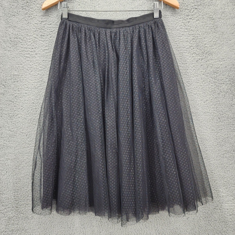 Needle & Thread Dotted Tulle Midi Skirt Women US 4 Black‎ Pleated A-Line